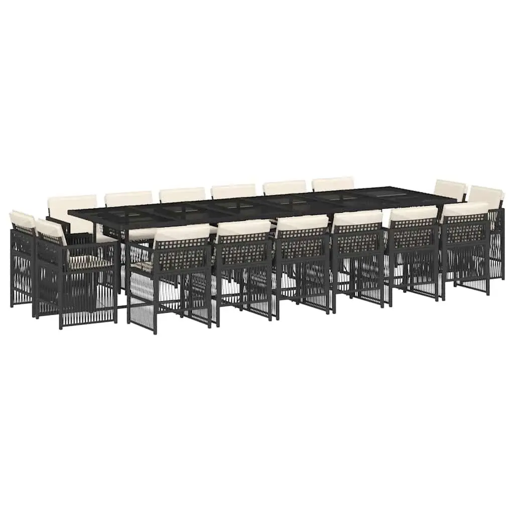 Garden Dining Set PE Rattan 17 Piece Outdoor Furniture Black