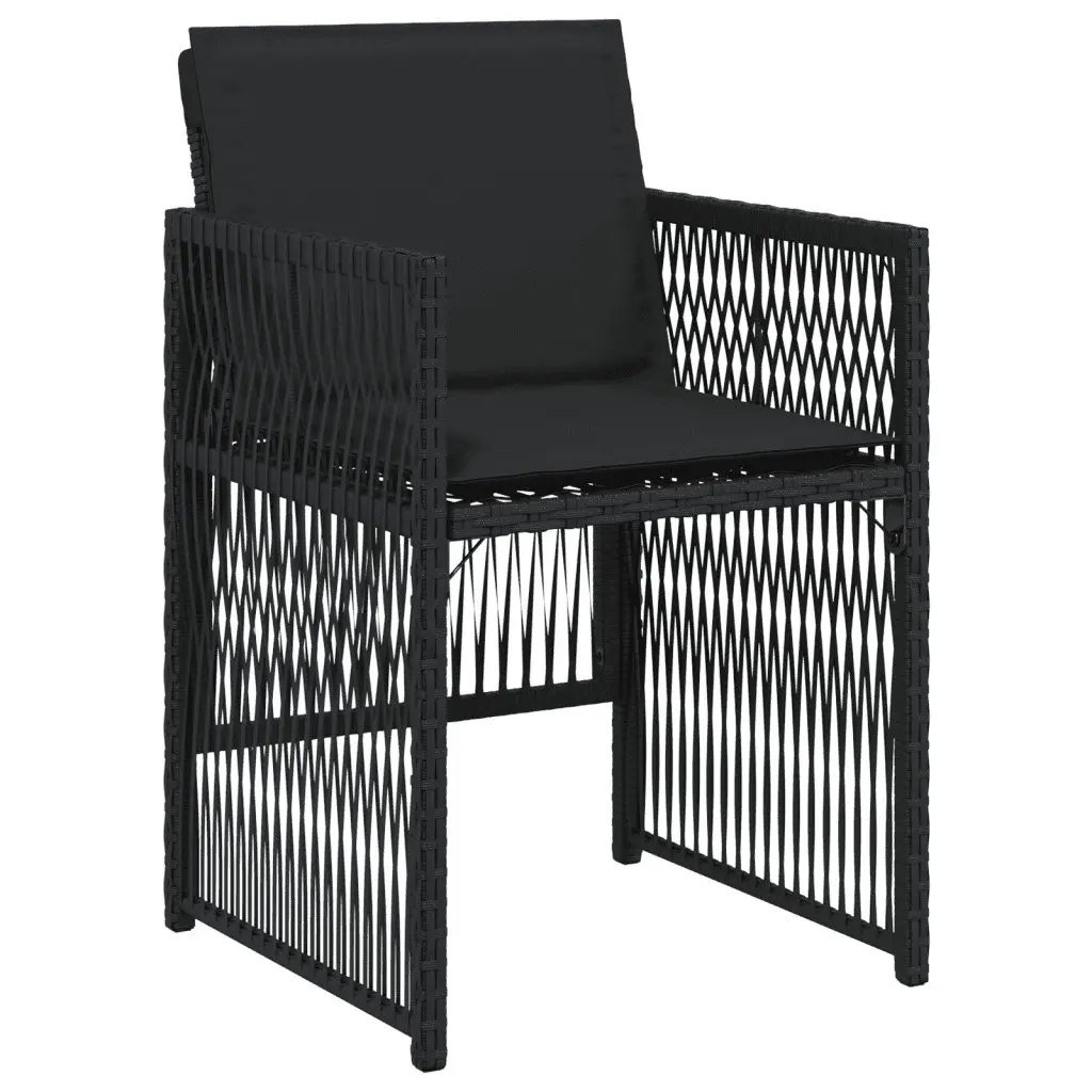 17 Piece Black Poly Rattan Garden Dining Set