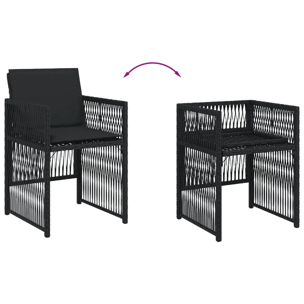 17 Piece Black Poly Rattan Garden Dining Set
