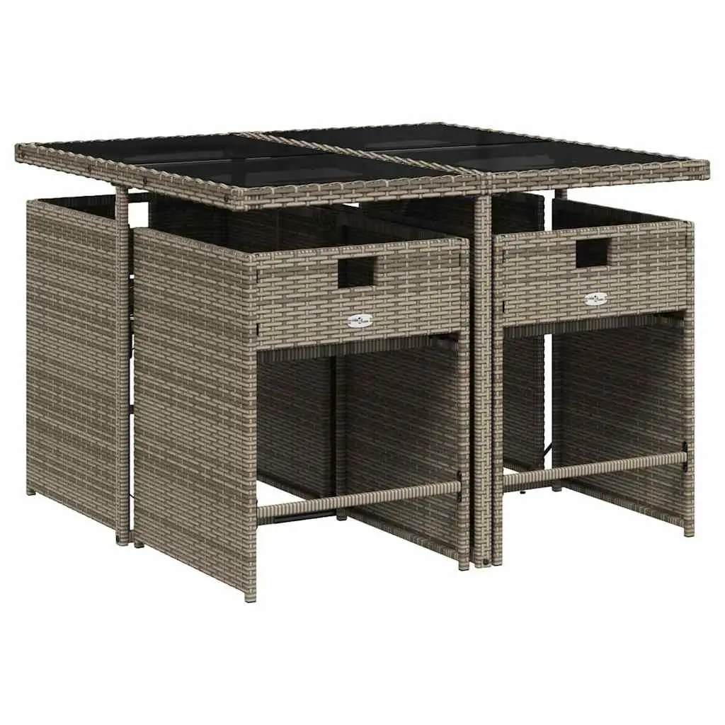 5 Piece Outdoor Dining Set Grey Poly Rattan