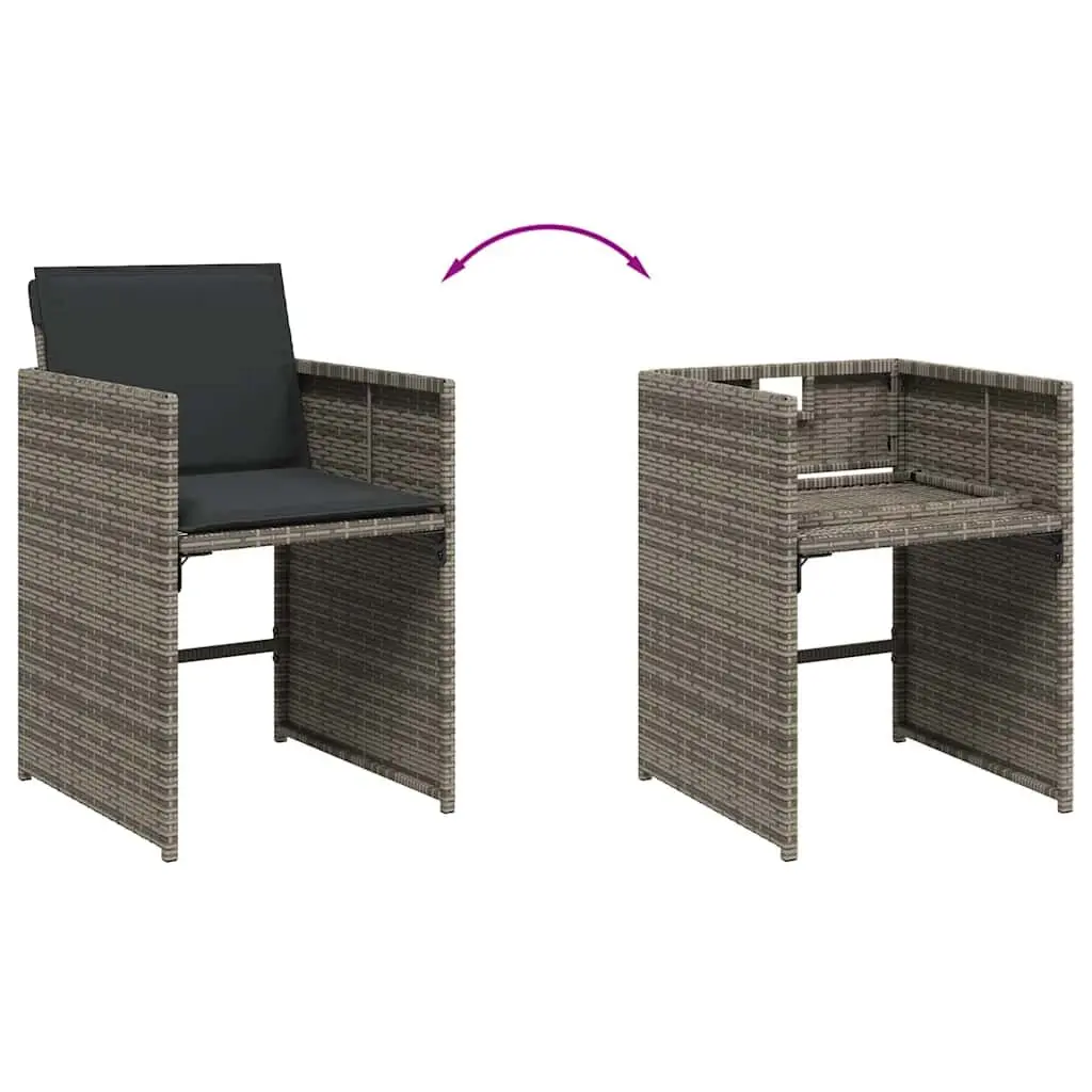 5 Piece Outdoor Dining Set Grey Poly Rattan