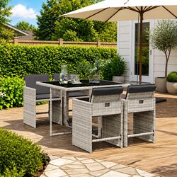 Durable 5-Piece Grey Patio Dining Set with Cushions