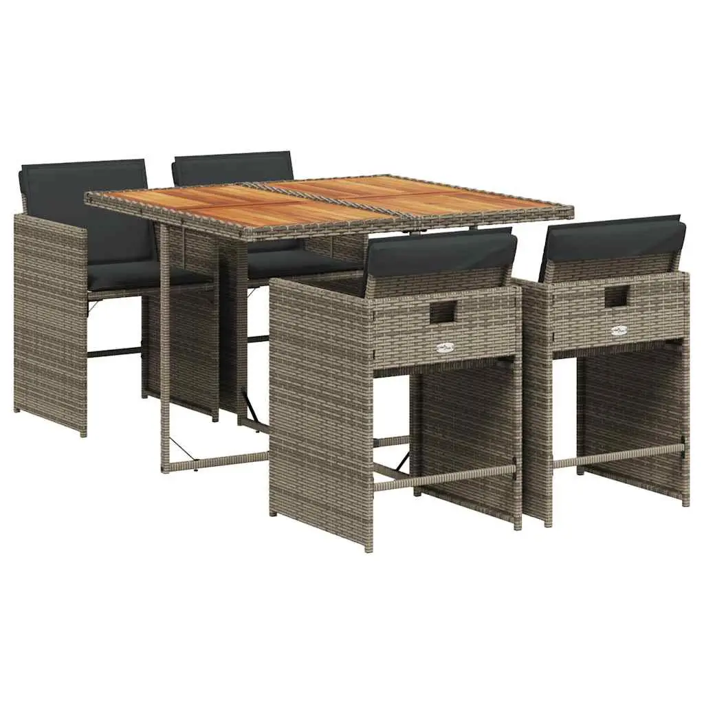 Grey Poly Rattan 5 Piece Outdoor Dining Set