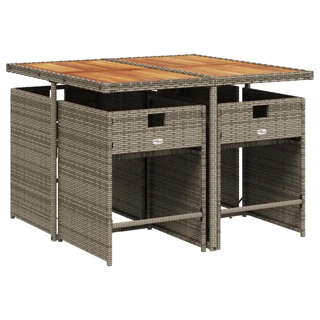 Grey Poly Rattan 5 Piece Outdoor Dining Set