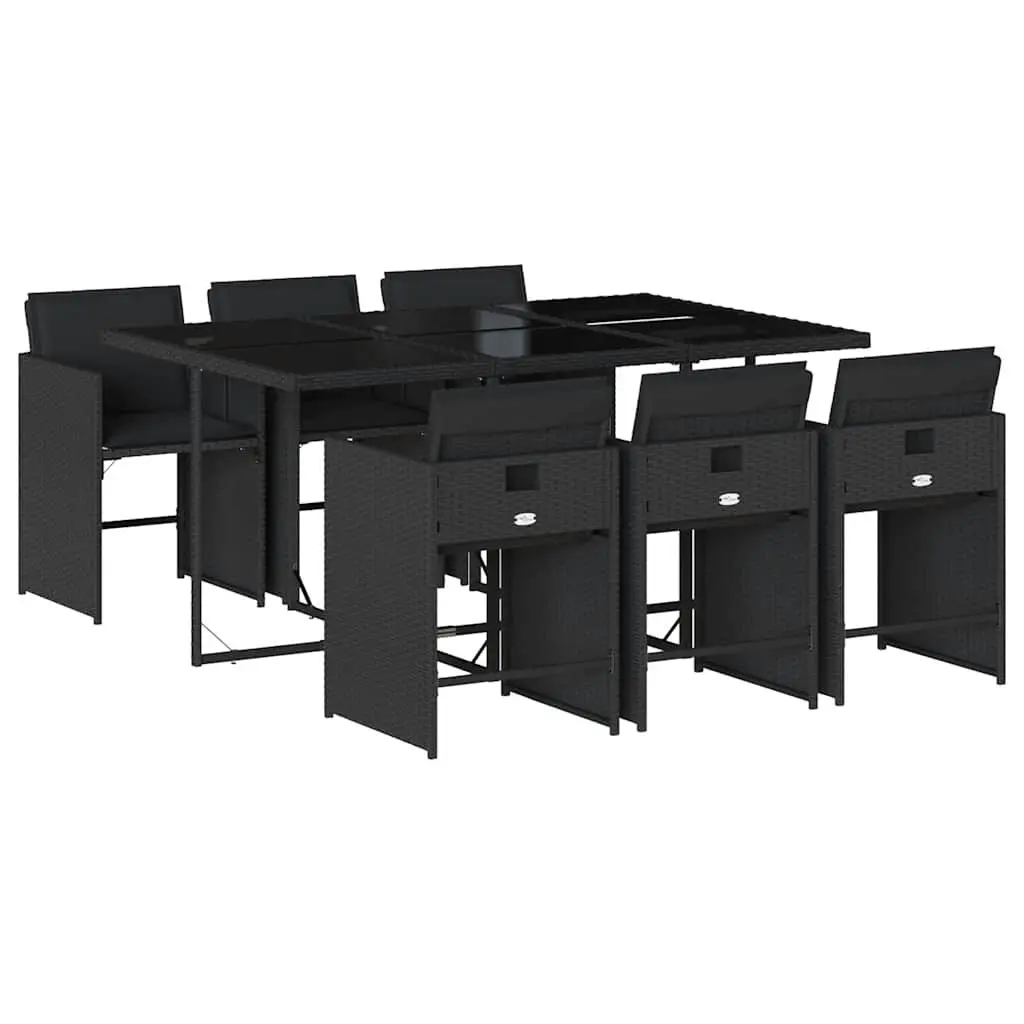 7 Piece Outdoor Dining Set with Black Poly Rattan