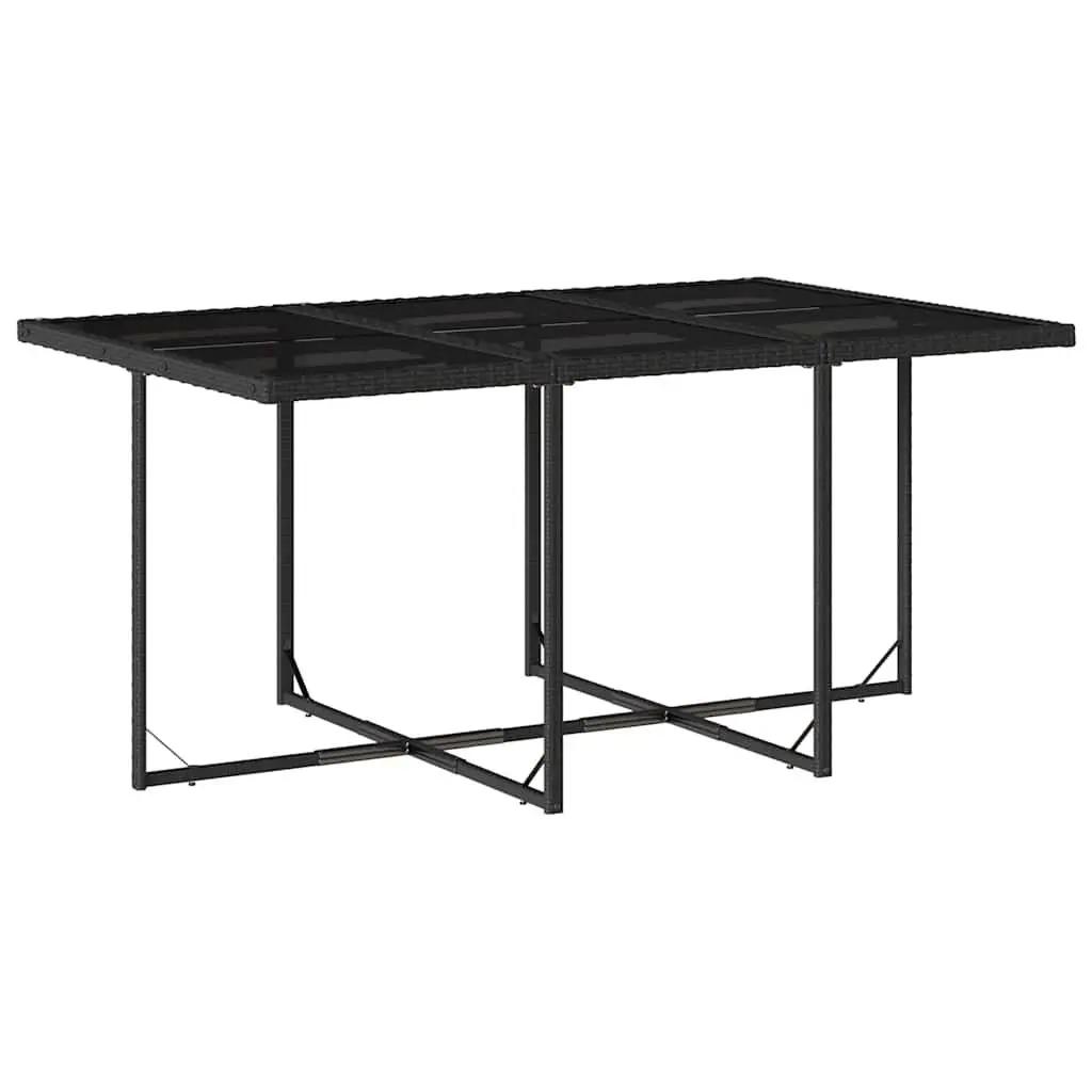 7 Piece Outdoor Dining Set with Black Poly Rattan