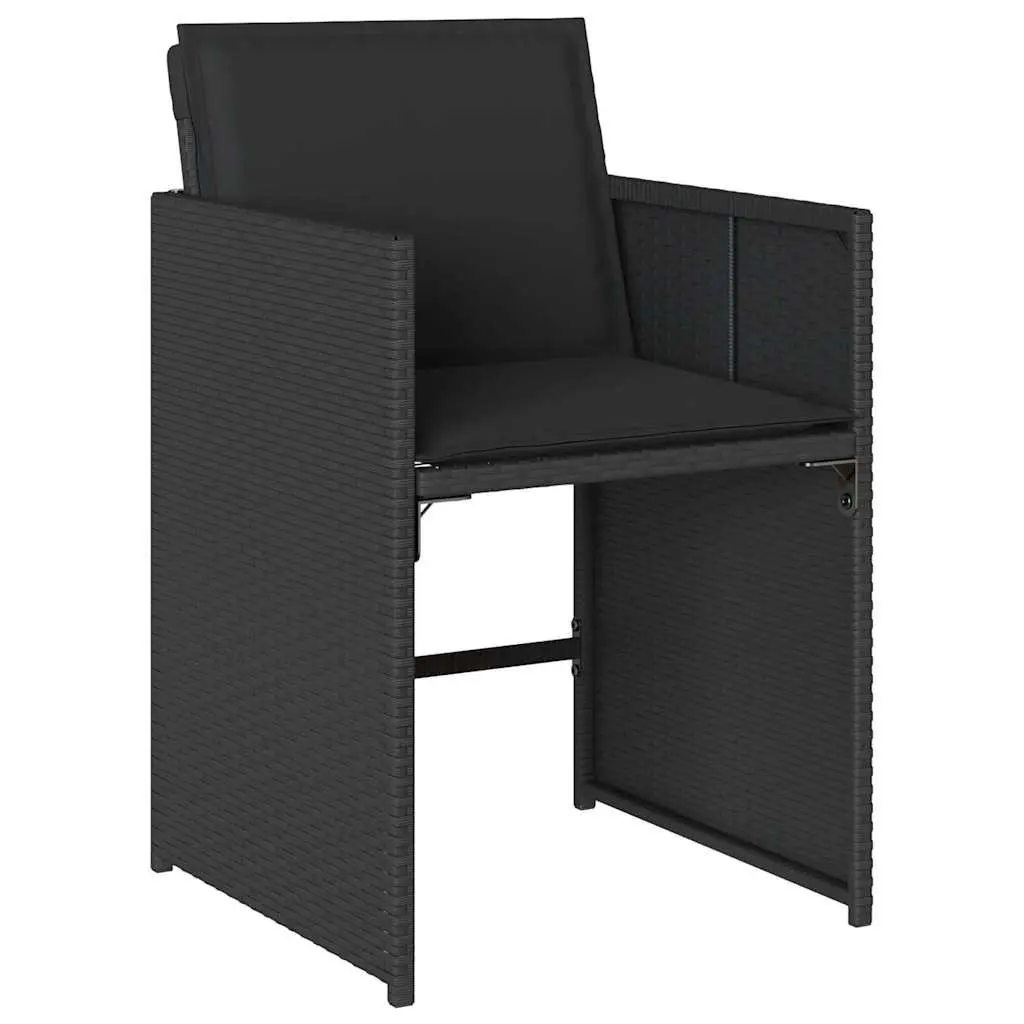 7 Piece Outdoor Dining Set with Black Poly Rattan