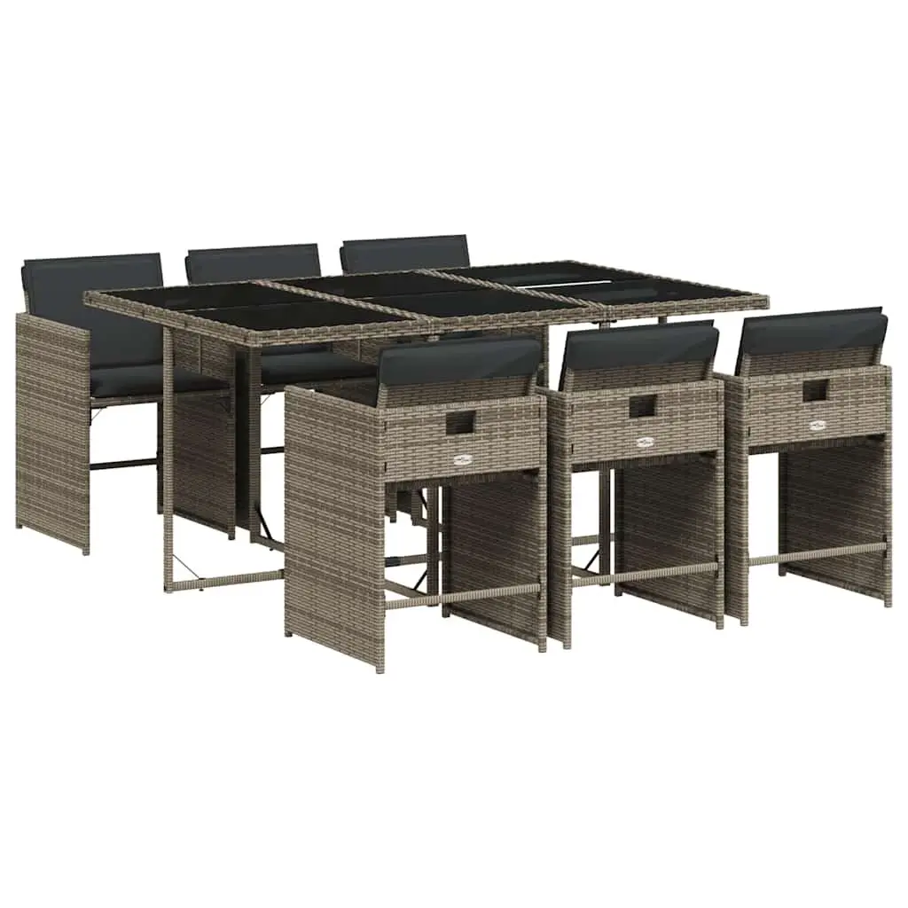 7-Piece Grey Poly Rattan Outdoor Dining Set