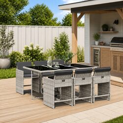 Premium 7 Piece Outdoor Dining Set with Cushions in Grey