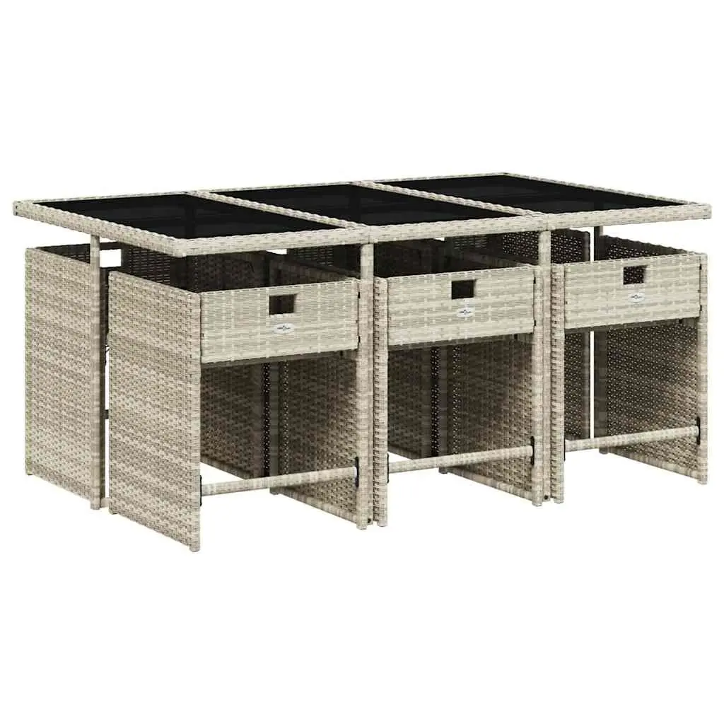 7 Piece Garden Dining Set PE Rattan Grey Outdoor Patio Furniture with Cushions