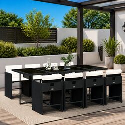 Durable 9 Piece Black Outdoor Garden Dining Set