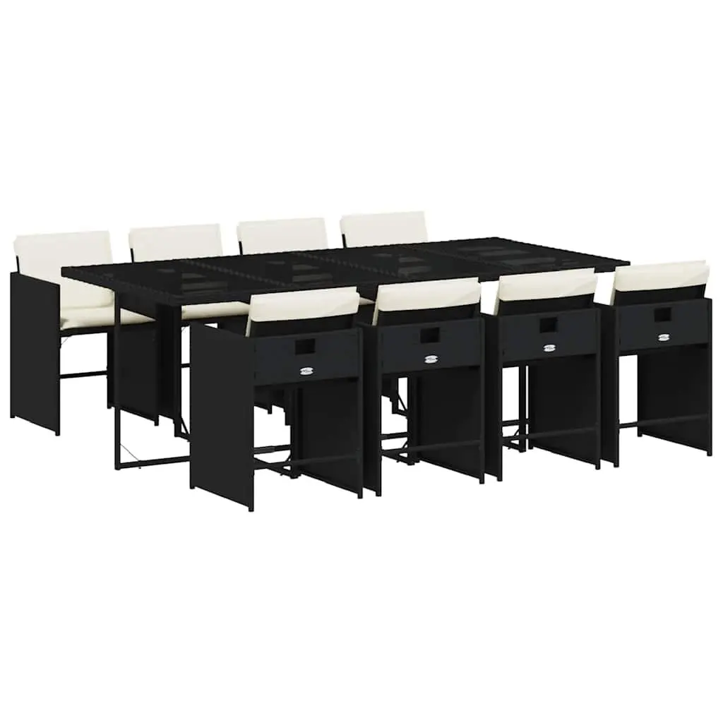 9 Piece Black Outdoor Garden Dining Set