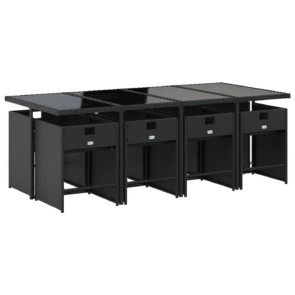 9 Piece Black Outdoor Garden Dining Set