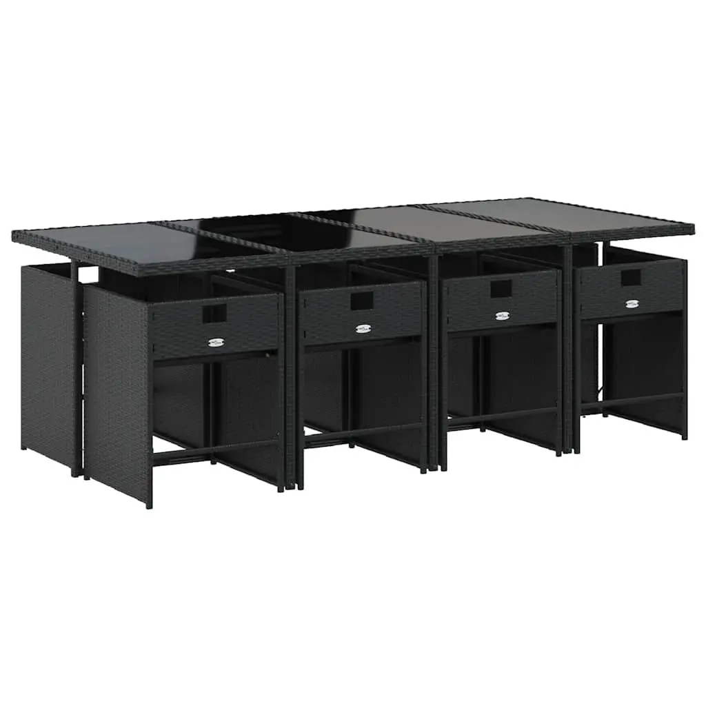 Black 9 Piece Outdoor Dining Set with Cushions