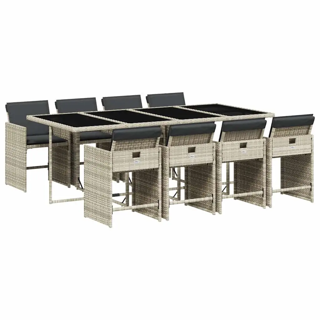 Grey Poly Rattan 9 Piece Garden Dining Set