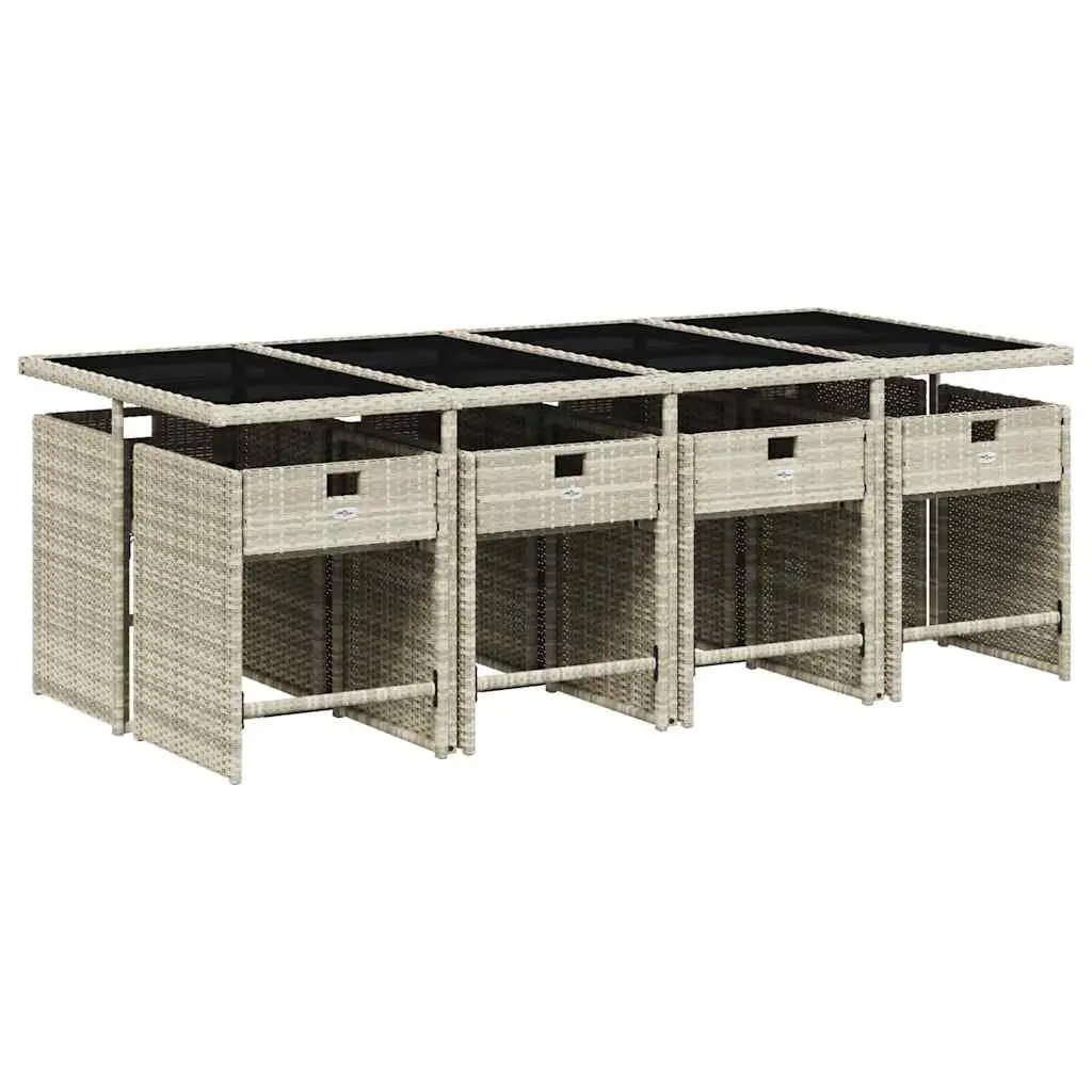 Grey Poly Rattan 9 Piece Garden Dining Set