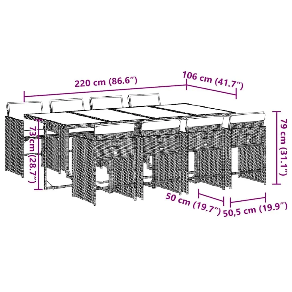 Grey Poly Rattan 9 Piece Garden Dining Set