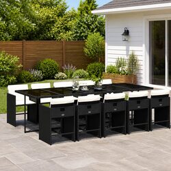 Premium 11-Piece Black Poly Rattan Garden Dining Set