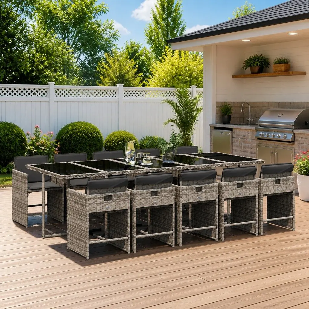 11 Piece Outdoor Garden Dining Set with Cushions