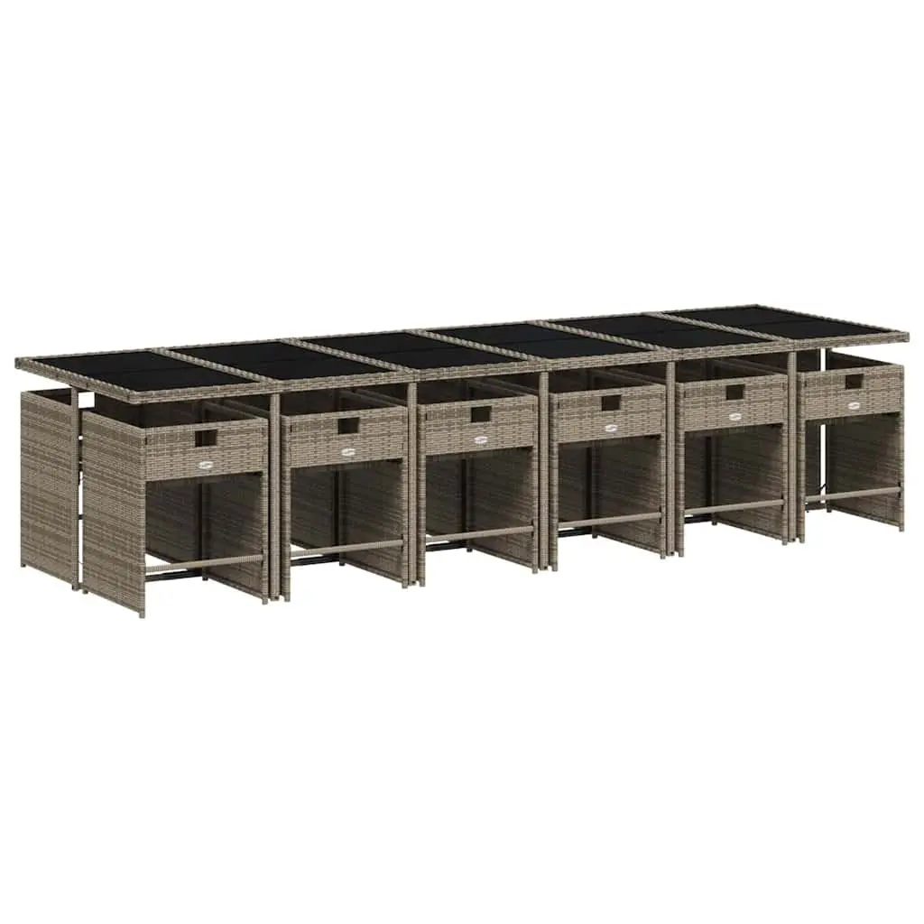 13 Piece Garden Dining Set in Grey Poly Rattan