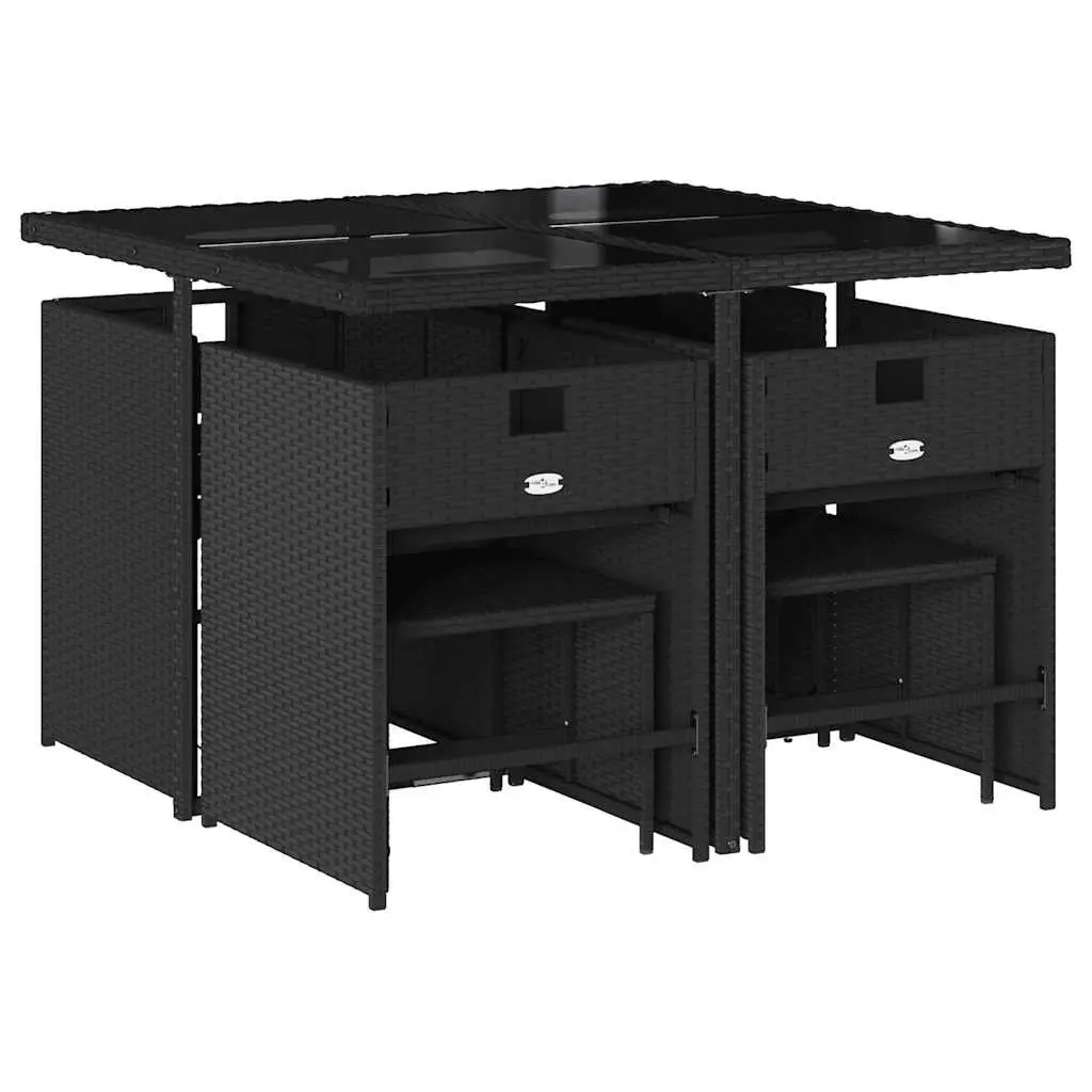 9 Piece Black Outdoor Dining Set with Cushions