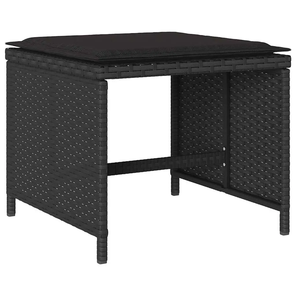 Outdoor Dining Set PE Rattan 9 Piece Black Chairs Table