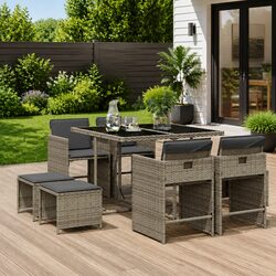 Premium 9 Piece Outdoor Garden Dining Set with Cushions