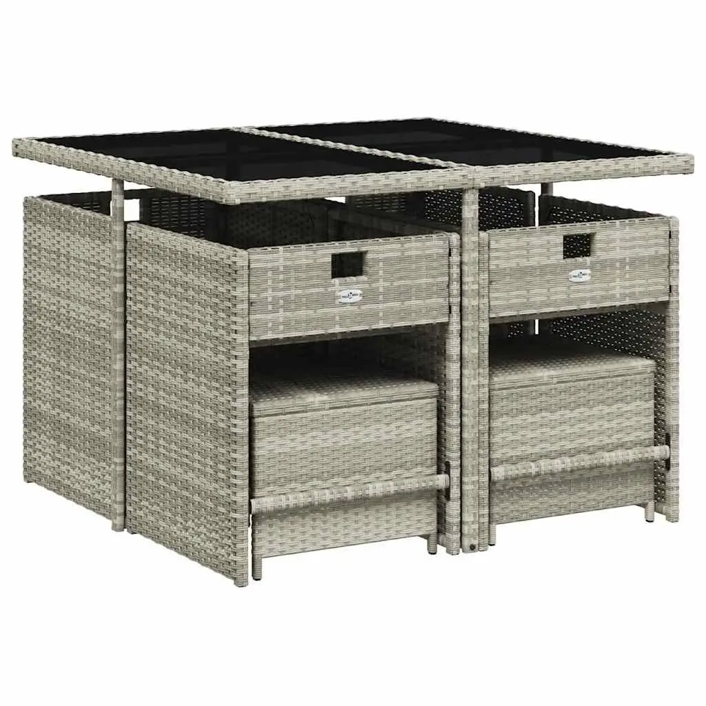 Garden Dining Set PE Rattan Grey 9 Piece Outdoor Furniture
