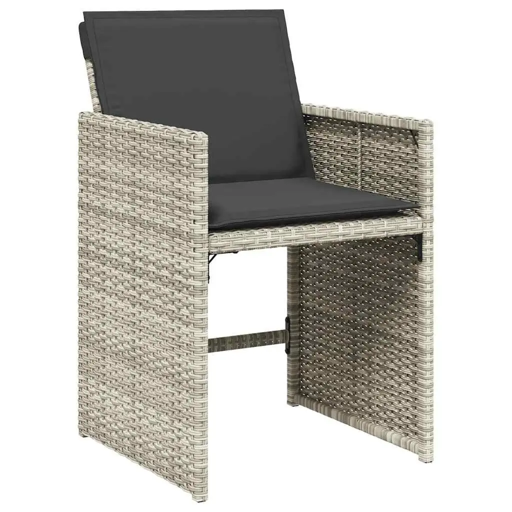 Garden Dining Set PE Rattan Grey 9 Piece Outdoor Furniture
