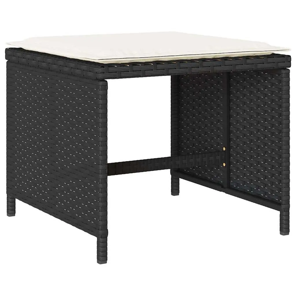 9 Piece Garden Dining Set PE Rattan Cushions Acacia Wood Table Black