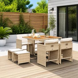 Premium 9-Piece Outdoor Garden Dining Set with Cushions