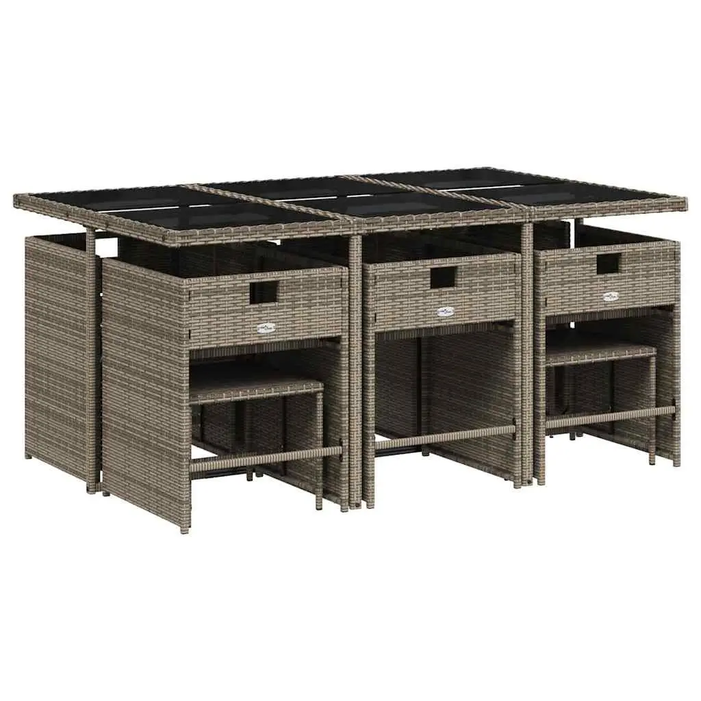 11 Piece Grey Poly Rattan Garden Dining Set