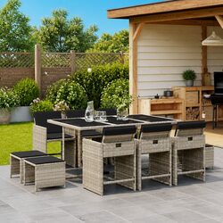 Premium Garden Dining Set with PE Rattan Chairs