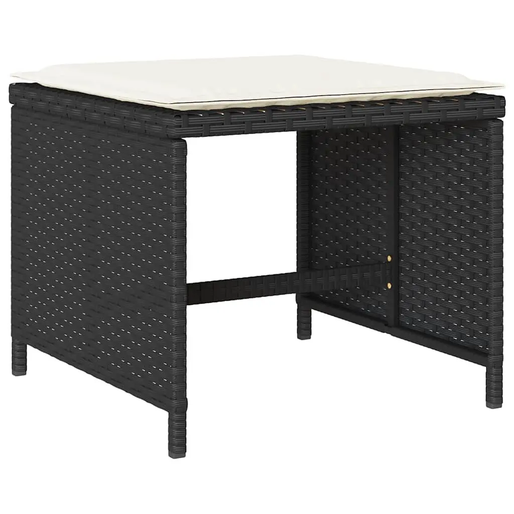 Black 11-Piece Garden Dining Set with Rattan Chairs