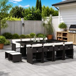 Premium Outdoor Dining Set 13 Pieces in Black Rattan