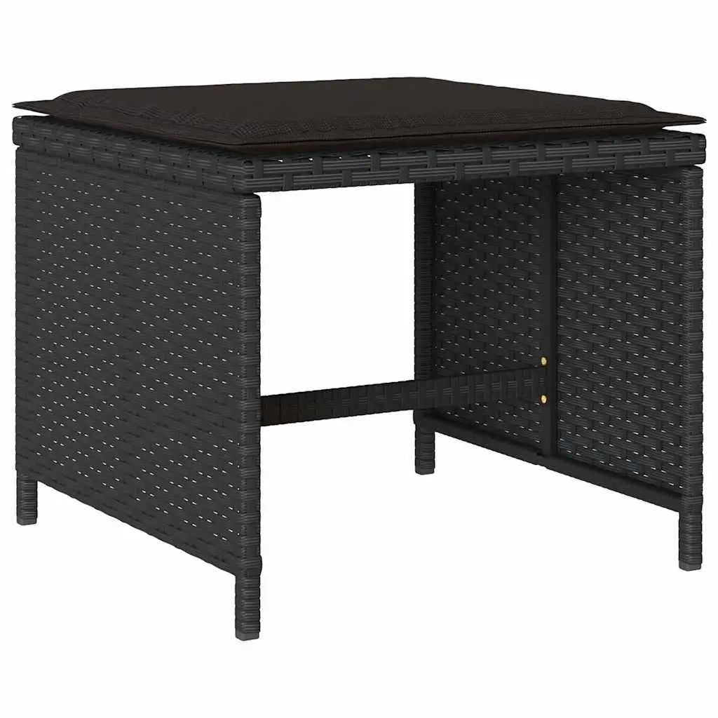 13 Piece Outdoor Dining Set Poly Rattan Black with Cushions