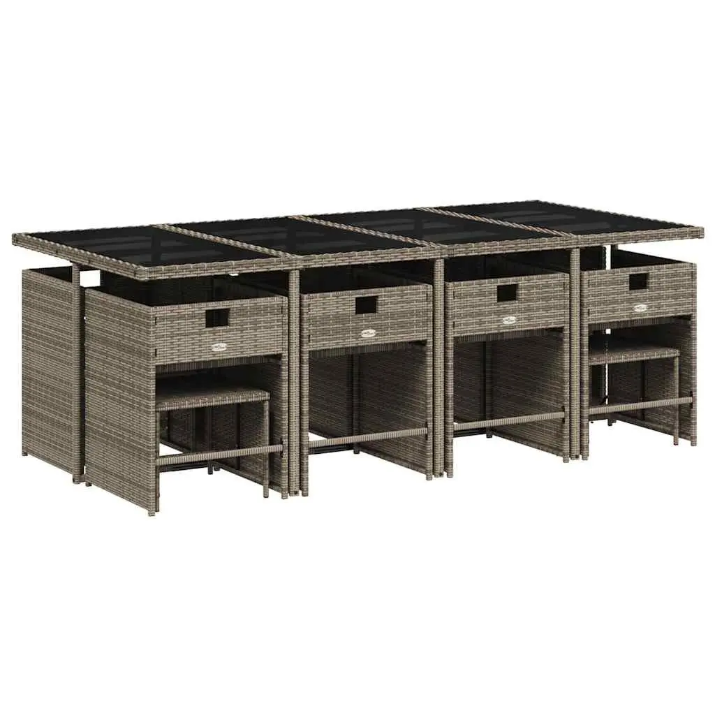 13 Piece Garden Dining Set with Grey Poly Rattan
