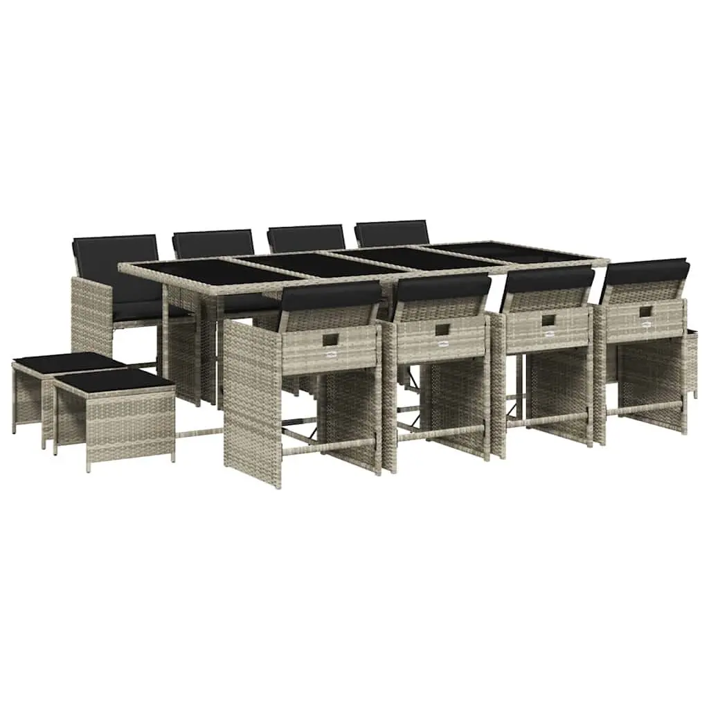 13 Piece Garden Dining Set with Grey Poly Rattan