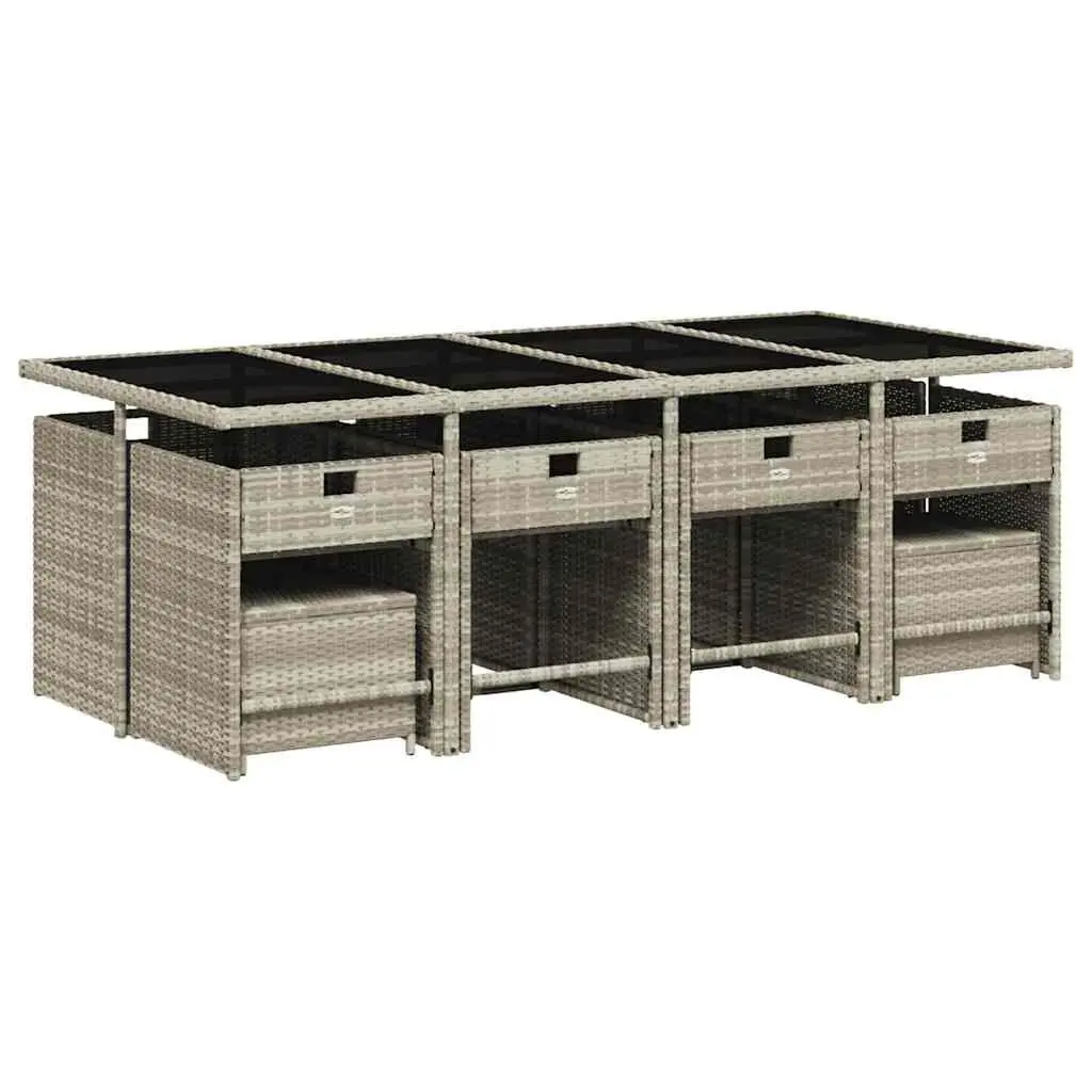 13 Piece Garden Dining Set with Grey Poly Rattan