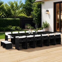 Premium 17 Piece Garden Dining Set with PE Rattan Chairs