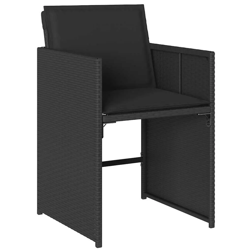 Garden Dining Set 9 Piece Outdoor Furniture with Cushions Black Poly Rattan