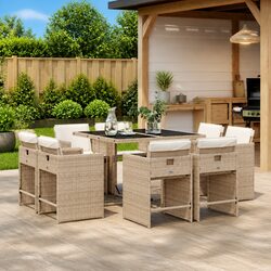 Stylish 9 Piece Outdoor Garden Dining Set with Cushions