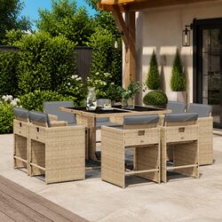 Durable 9 Piece Outdoor Dining Set with Cushions