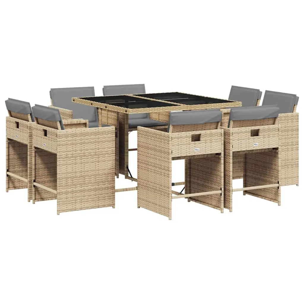 9 Piece Outdoor Dining Set with Cushions