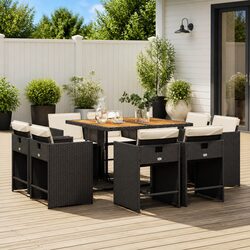 Durable 9 Piece Garden Dining Set with Rattan Chairs