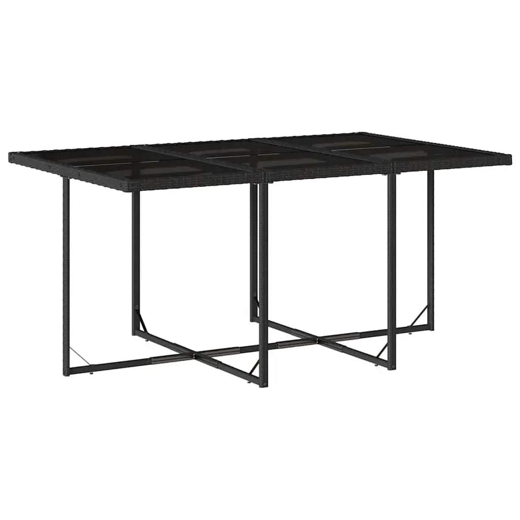 Black Poly Rattan Outdoor Dining Set with Cushions
