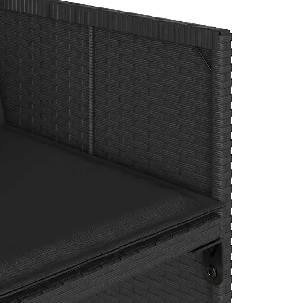 Black Poly Rattan Outdoor Dining Set with Cushions