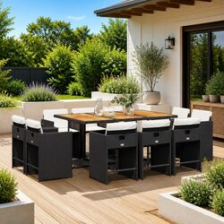 Premium Black Rattan Garden Dining Set 11 Pieces
