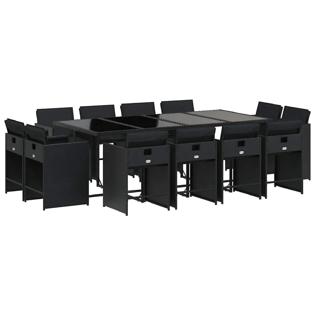 13 Piece Black Rattan Outdoor Dining Set