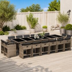 Premium 17 Piece Grey Poly Rattan Outdoor Dining Set